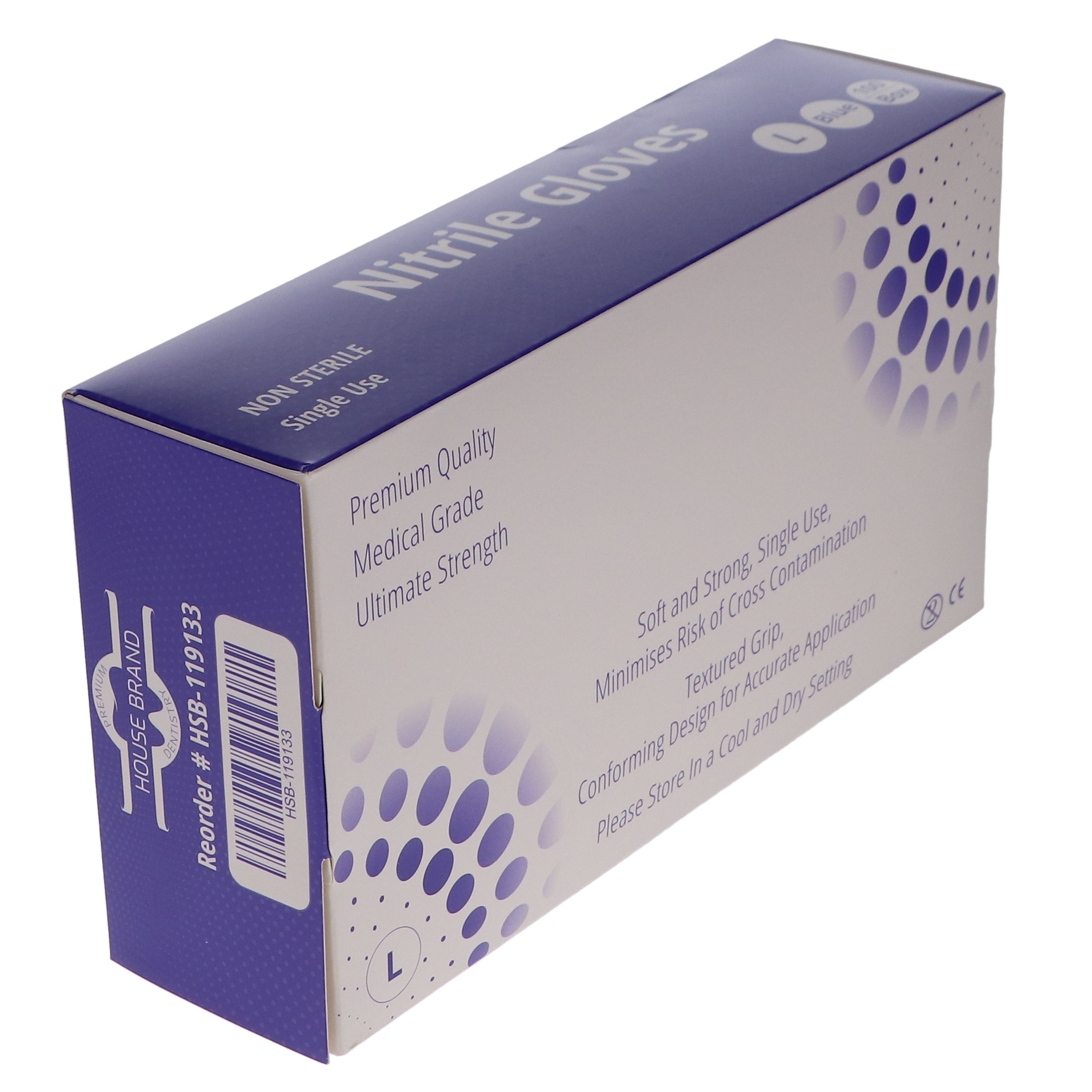 House Brand Dentistry 119133 Nitrile Exam Gloves Powder Free Textured Blue 100/Bx Large House Brand Dentistry 119133 Nitrile Exam Gloves Powder Free Textured Blue 100/Bx Large